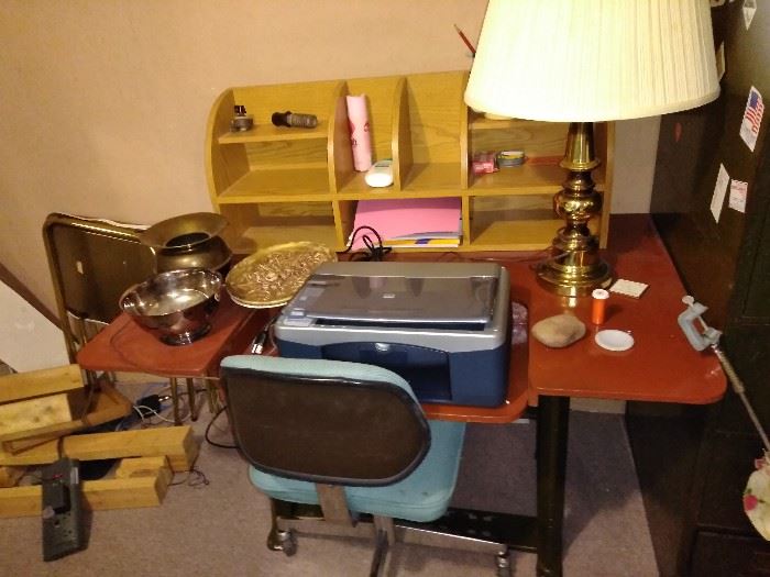 printer, sturdy computer desk, vintage computer chair and more