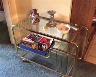 Glass & brass Accent Table.