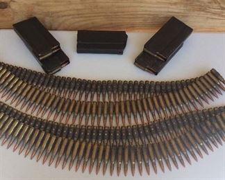 7.62 x 51 FMJ linked rounds of 100 ea. W/tracer every 5 rounds, also 5 clips.