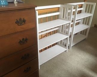 Solid Wood Dresser and 2 White Bookcases