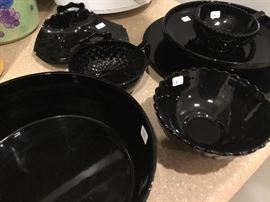 Unique pieces of black glassware.