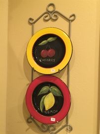 Cute fruit plates and wall displays.