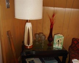 Mid Century Table Lamp Original Shade