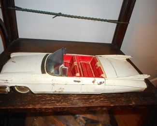 Vintage Bandai Friction Japan Cadillac, Has more then wear on it.