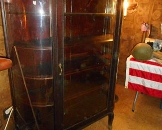 Vintage Curio Cabinet. Wavy Glass