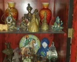 Assorted smalls Pair of Peking Glass vases,small.bronzes etc