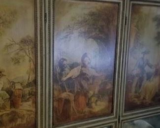 Pretty Antique 3 panel printed screen