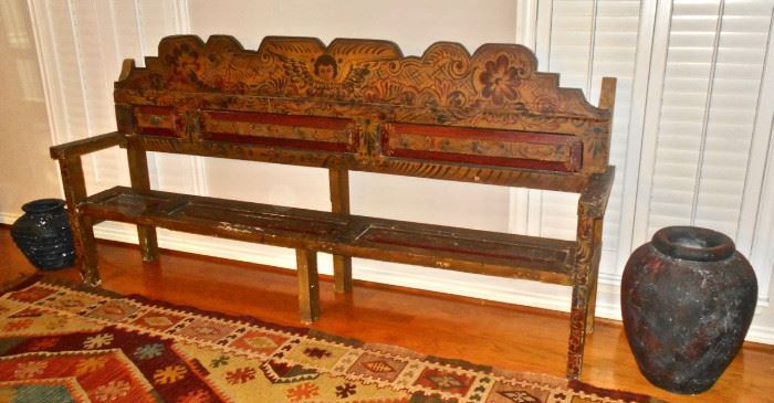 FABULOUS FOLK ART BENCH--MADE OF VINTAGE DOORS