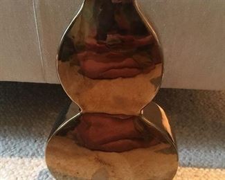 Flat Gourd Porcelain Vase with Gold Metallic Finish