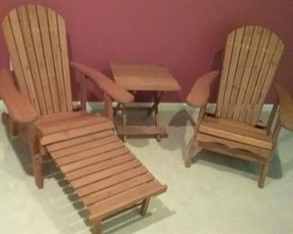Cedar Adirondack Chairs and Folding Table