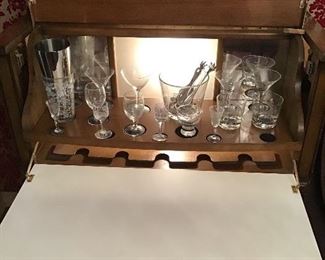 Interior of bar cabinet