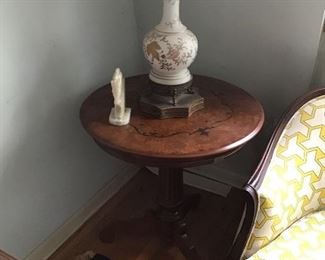 One of a pair of inlaid end tables