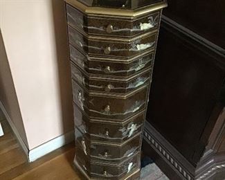 Chinoiserie octagonal jewelry chest