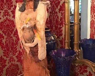 Large mixed media Native American statue