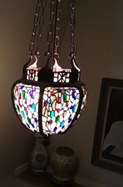 Leaded glass hall fixture