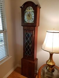 Unique Danish Grandfather Clock- Solid Rosewood and Stained Glass Door