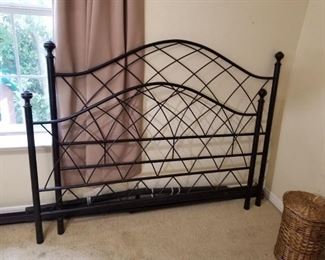 Black metal queen size bed frame