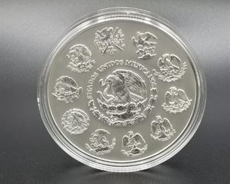 Aztec Calendar Coin 2011 - .999 fine silver, 110mm diameter, 1kg weight, flat edge (No. 0328), still in seal