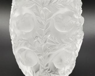 Lalique vase with birds and vines