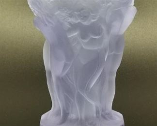 Lalique lavender Bacchantes vase 
