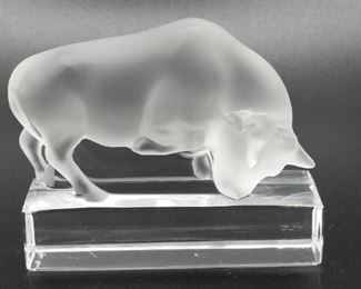 Lalique bull paperweight