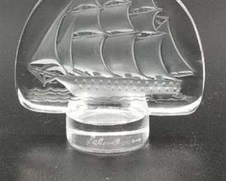 Lalique sailing ship paperweight
