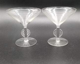 Lalique vintage Mulhouse champagne glasses, set of 2