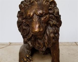 bronze lion statue - there are 2 lion statues - 13 inches tall, will be sold as set