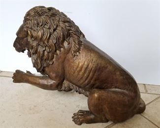 bronze lion statue - there are 2  lion statues - 13 inches tall (two of two), will be sold as a set