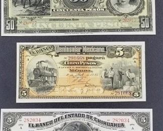 Currency collection featuring specimens and proofs from 1879-1971 from Mexico, Costa Rica, and Jamaica. Also featured in this collection are US Military Payment Certificates. Entire collection will sell as one. 