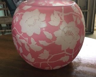 Cameo glass. I would call it a large rose bowl