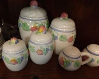 Canister set with matching cream and sugar sey
