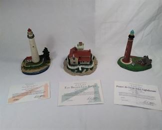 lot of 3 Danbury Mint porcelain landscapes . Fort gratiot light , East brother light station, Ponce de Leon            https://ctbids.com/#!/description/share/152068