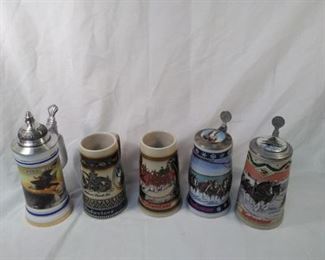 lot of 5 collector Budweiser steins https://ctbids.com/#!/description/share/152085