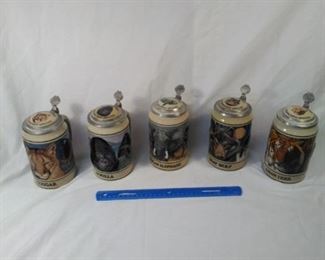 lot of 5 Budweiser collector steins . endangered species https://ctbids.com/#!/description/share/152090