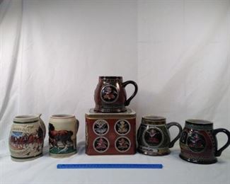 Lot of 5 Anheuser-Busch Budweiser beer steins https://ctbids.com/#!/description/share/152104