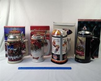 lot of 4 Budweiser beer steins      https://ctbids.com/#!/description/share/152108