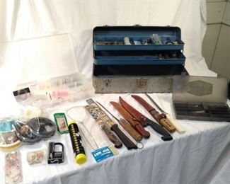 lot of fishing gear, boning knives , tackle box https://ctbids.com/#!/description/share/152121