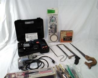 lot of various tools including drill, cordless drill, stapler, power hammer and assorted hand tools        https://ctbids.com/#!/description/share/152122