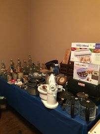 Coffee carafes, alcohol bottles