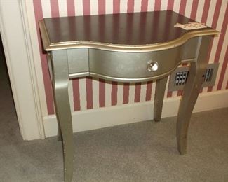 Silver painted bow front side table