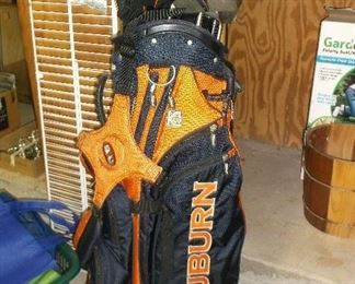 Auburn golf bag and golf clubs
