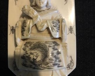Genuine Ivory Pendant with Ink Etching