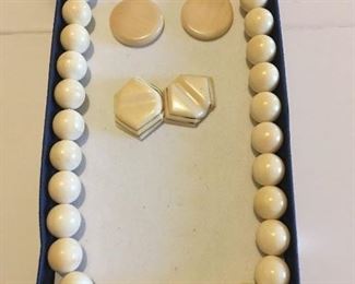 Genuine Ivory Set
Incudes: Ivory Beaded Necklace
(2) Pairs of Ivory Earrings
Ivory Bracelet
Ivory Heart Pendant