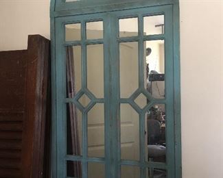 Lovely Foyer Mirror with Beautiful Blue Antique/Glazed Finish
(54”W x 28”H)
