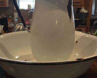 Enamelware Face Bowl & Pitcher