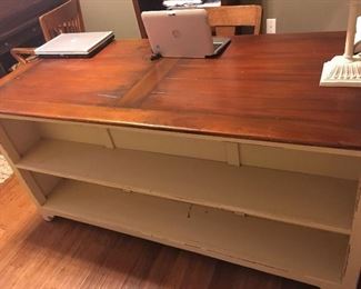 Large Off White Distressed Desk with Lots Of Storage!