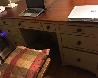 Large Off White Distressed Desk with Lots Of Storage