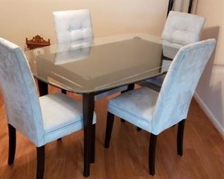 Glass top dining table & 4 chairs