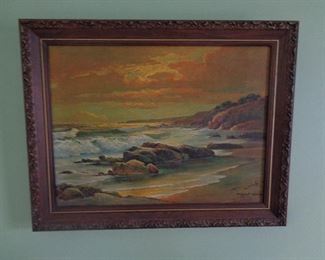 Robert Wood Ocean Sunset Oil on Canvas